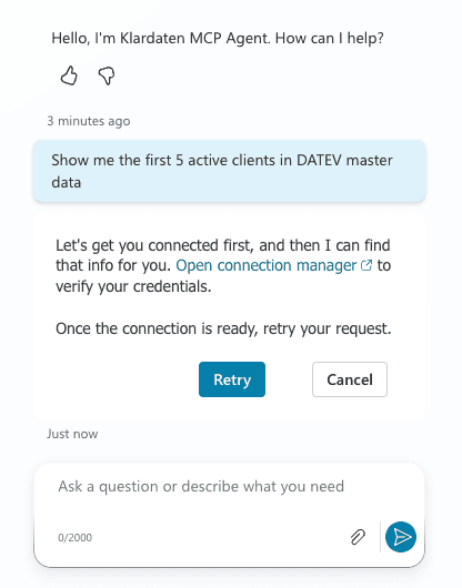 Copilot Studio: DATEV prompt in test chat