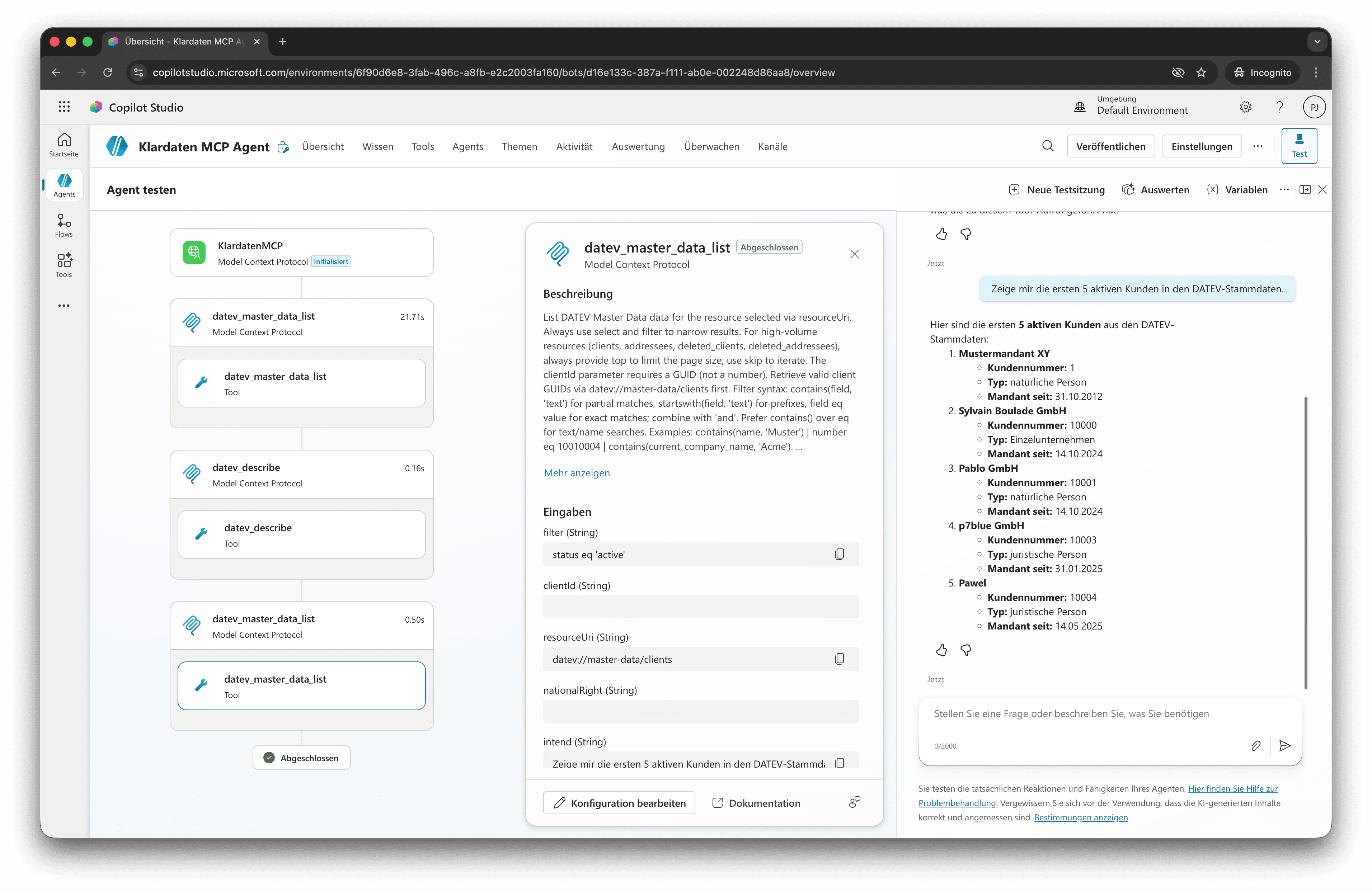 Copilot Studio: DATEV-Prompt nach der Verbindung erneut ausführen