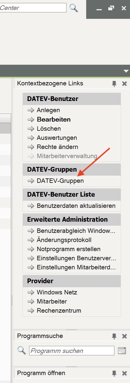 Open DATEV groups from the contextual links