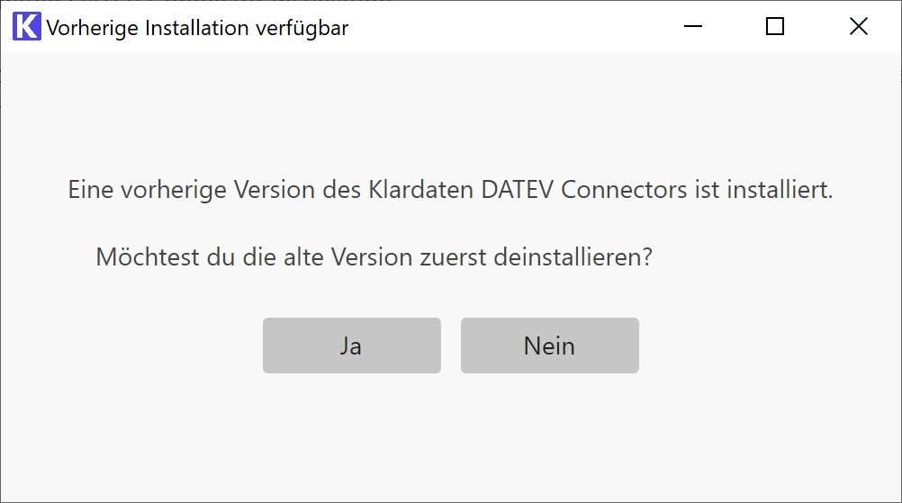 Vorherige Installation verfügbar