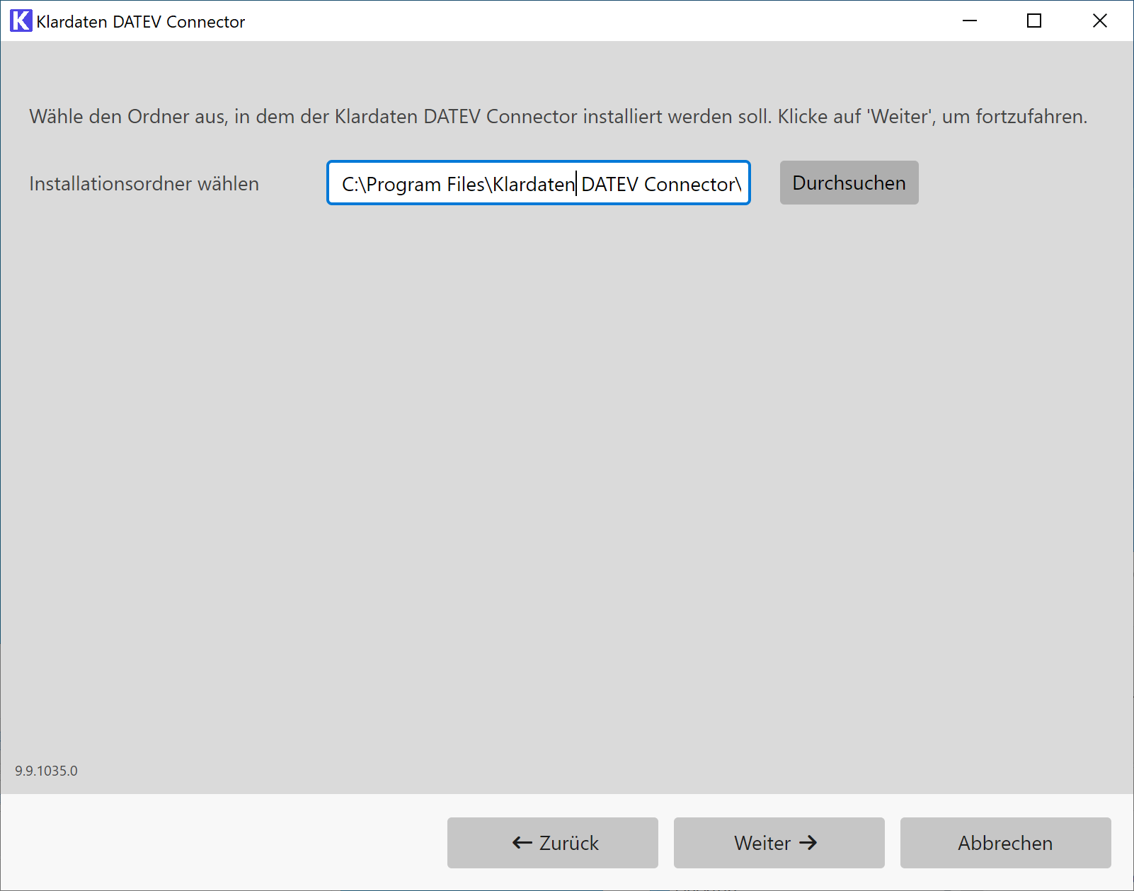 Installationsordner wählen