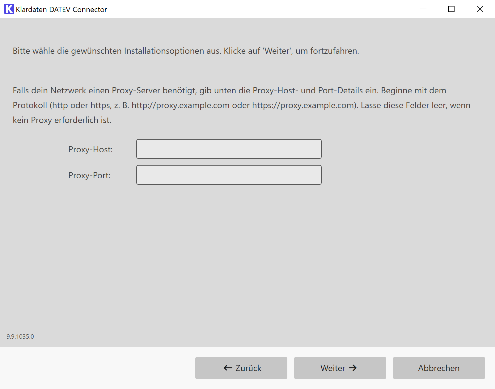 Proxy-Einstellungen im Installer