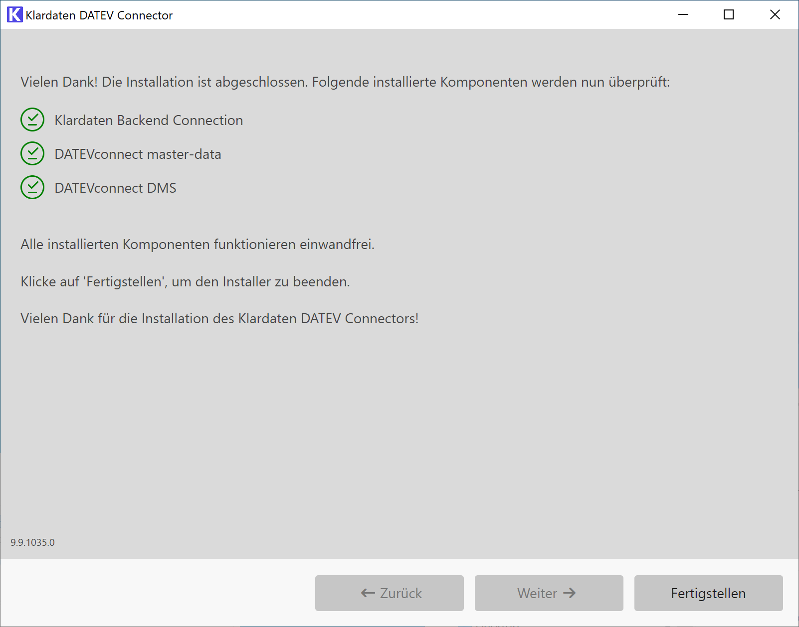 Abschlussprüfung im Installer