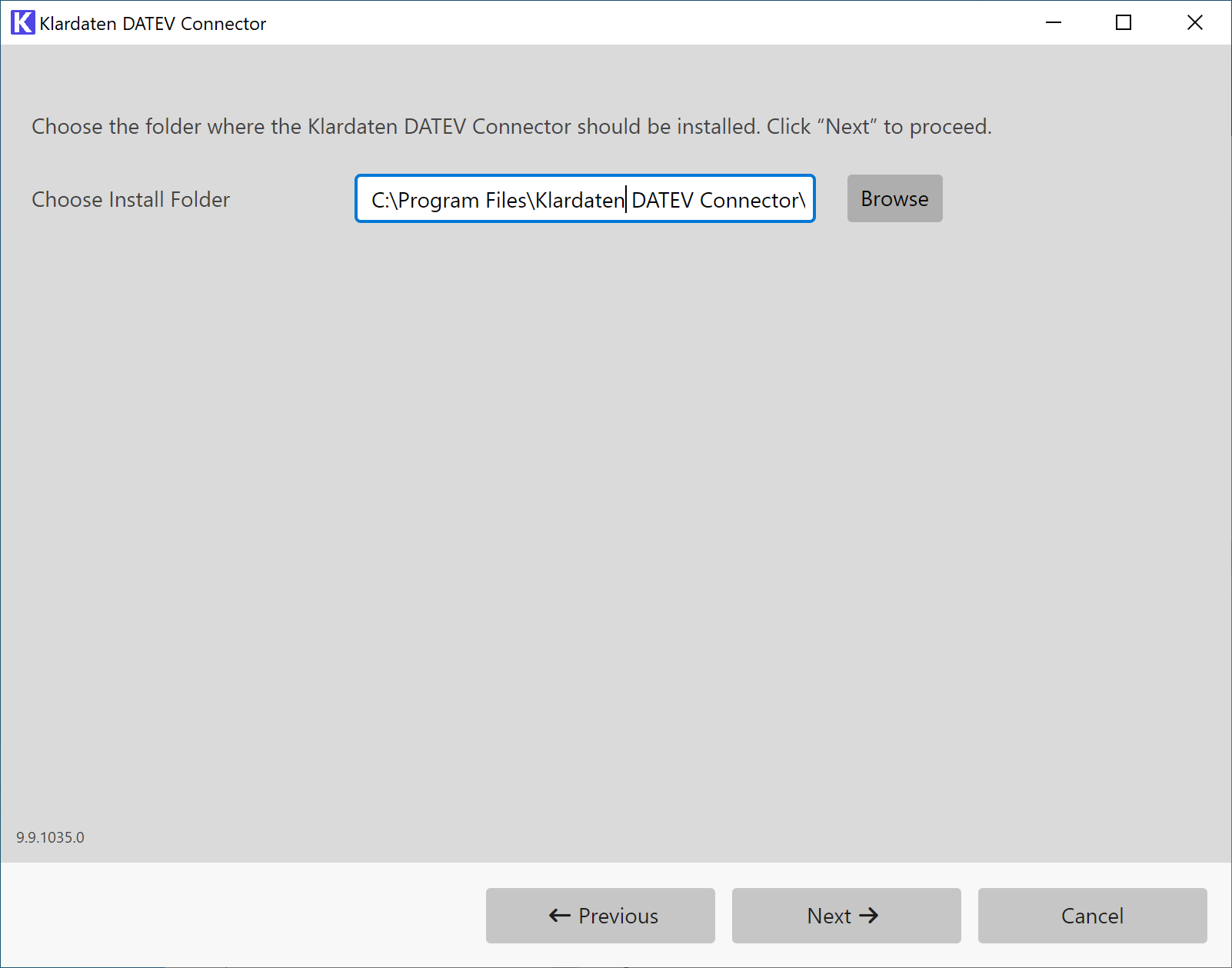 Installation folder selection
