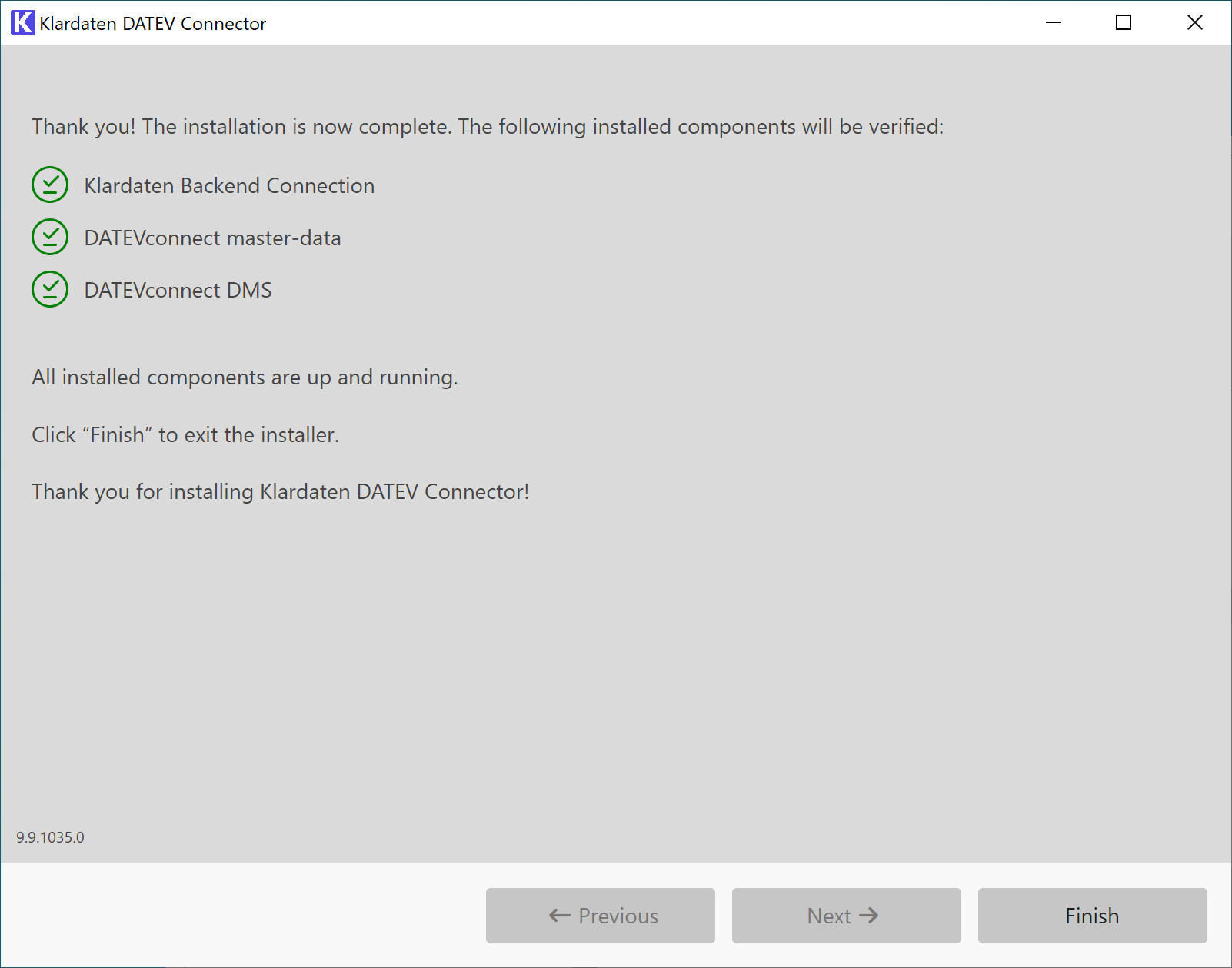 Final validation in the installer