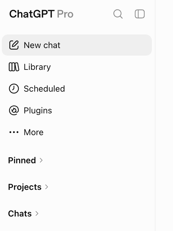ChatGPT sidebar with the Plugins menu item selected